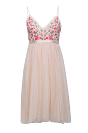 Current Boutique-Needle & Thread - Pink Embroidered Babydoll Dress w/ Tulle Skirt Sz 4