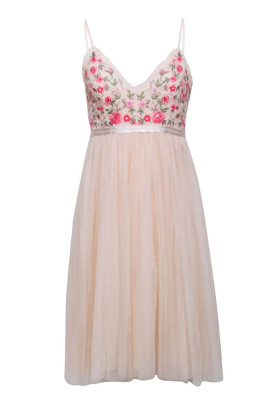 Current Boutique-Needle & Thread - Pink Embroidered Babydoll Dress w/ Tulle Skirt Sz 4