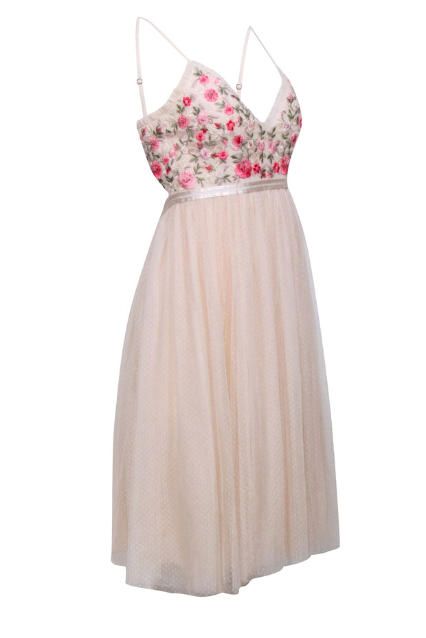 Current Boutique-Needle & Thread - Pink Embroidered Babydoll Dress w/ Tulle Skirt Sz 4