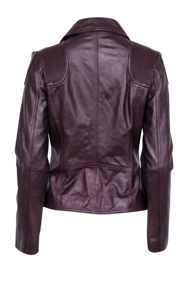 Current Boutique-Neiman Marcus - Maroon Leather Moto Zip Jacket Sz S