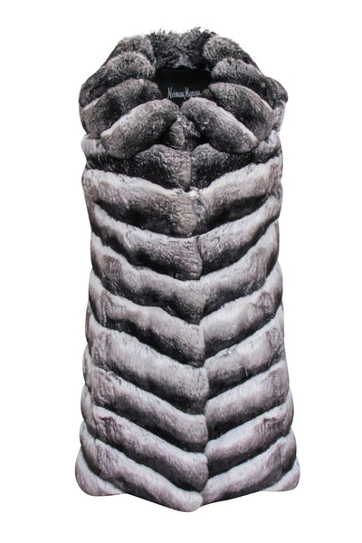 Current Boutique-Neiman Marcus - Grey Chinchilla Open Front Vest Sz M