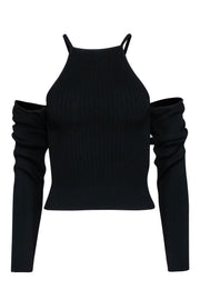 Current Boutique-Nicolas - Black Ribbed Sleeveless Top w/ Attached Cardigan Sz S