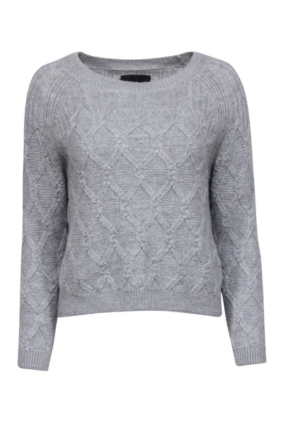 Current Boutique-Nili Lotan - Grey Alpaca Cable Knit Sweater Sz S