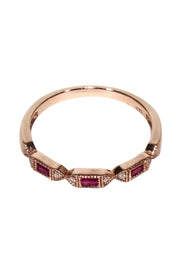 Current Boutique-No Label - 14k Rose Gold Jeweled Ring Sz 6