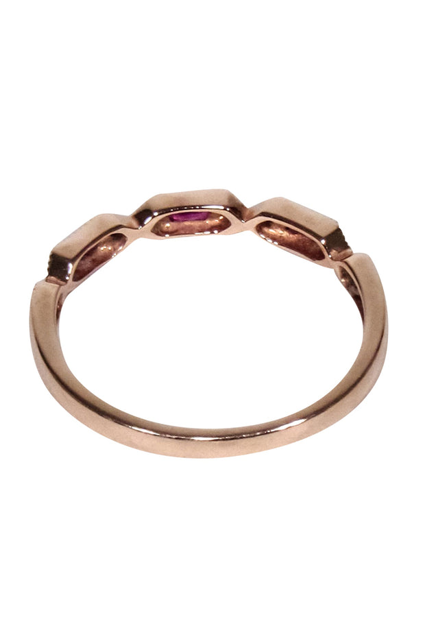 Current Boutique-No Label - 14k Rose Gold Jeweled Ring Sz 6