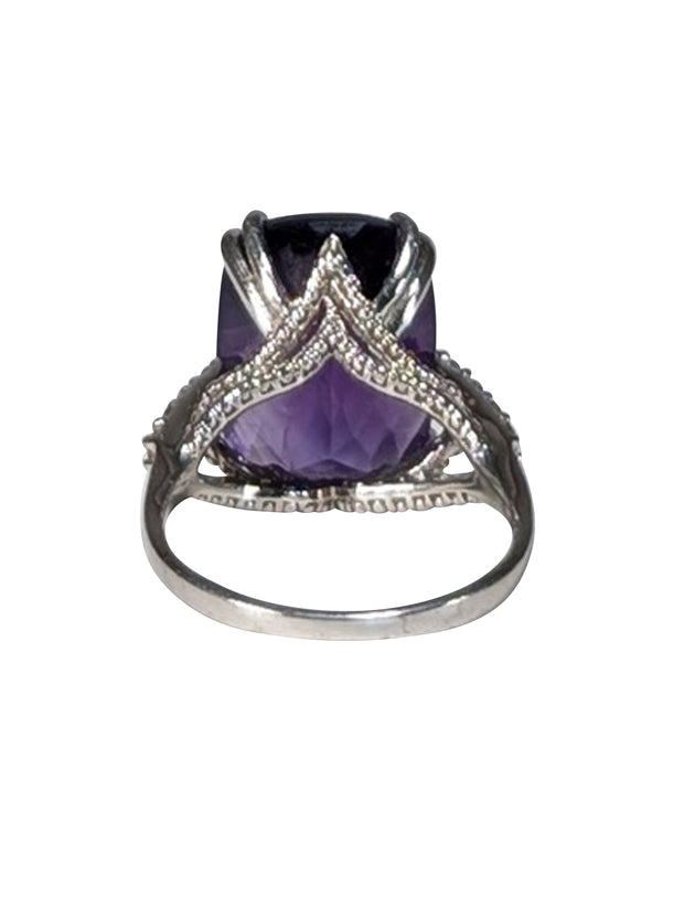 No Label - Sterling Silver & Purple Amethyst Ring Sz 8 - Current Boutique