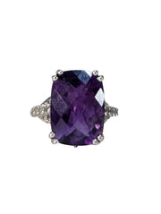 No Label - Sterling Silver & Purple Amethyst Ring Sz 8 - Current Boutique