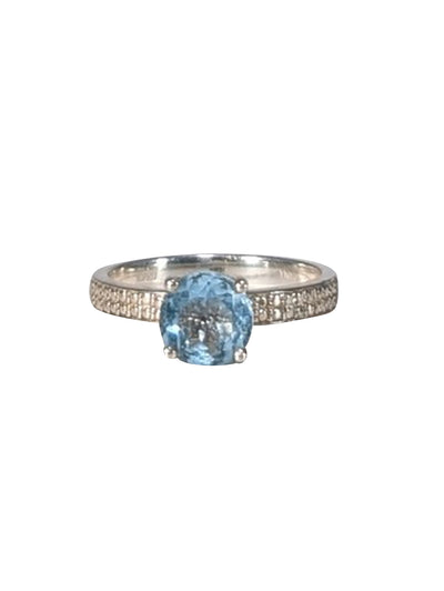 No Label - Sterling Silver & Blue Center Stone Ring Sz 8 - Current Boutique