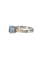 No Label - Sterling Silver & Blue Center Stone Ring Sz 8 - Current Boutique