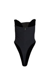 Nookie - Black Embellished Plunge Neck Strapless Bodysuit Sz S - Current Boutique