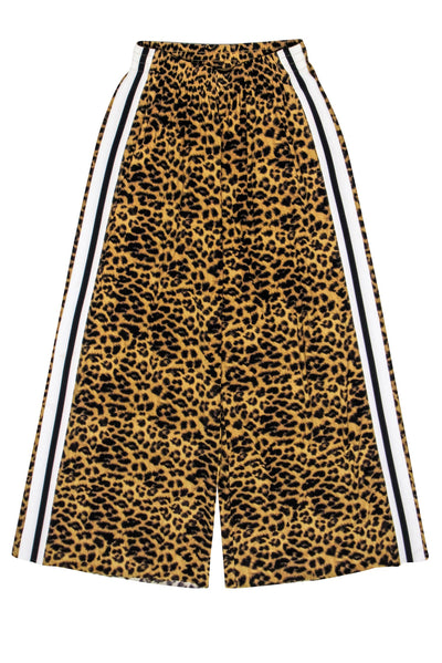 Current Boutique-Norma Kamali - Tan & Black Leopard Print Side Stripe Wide Leg Pants Sz XXS
