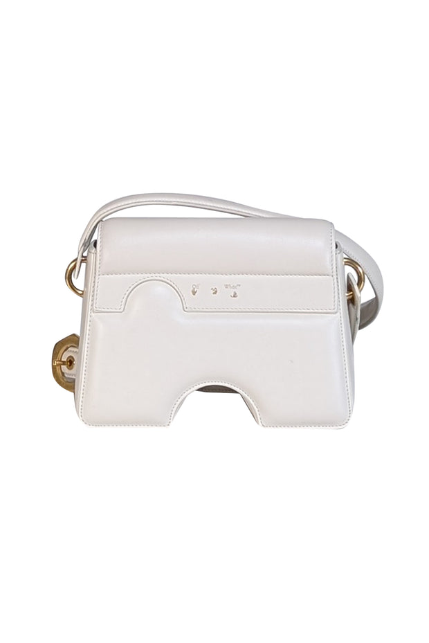 Off-White - Cream Leather "Burrow" Crossbody Bag - Current Boutique