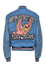 Current Boutique-Off-White - Blue & Iridescent Letterman Style Jacket Sz S