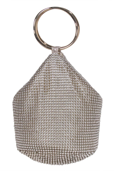 Current Boutique-Olga Berg - Champagne "Ellie Crystal Mesh" Handbag
