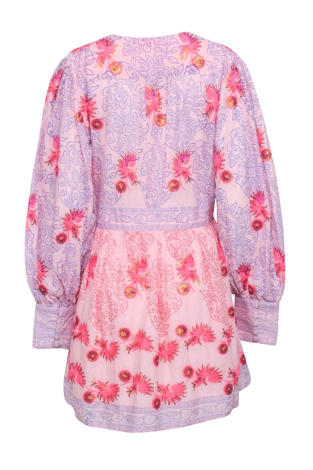 Current Boutique-Oliphant - Pink w/ Blue Floral Print & Embroidered Details Sz M