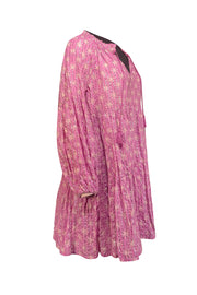 Current Boutique-Oliphant - Pink & White Star Print Cotton Dress w/ Metallic Stripes Sz S