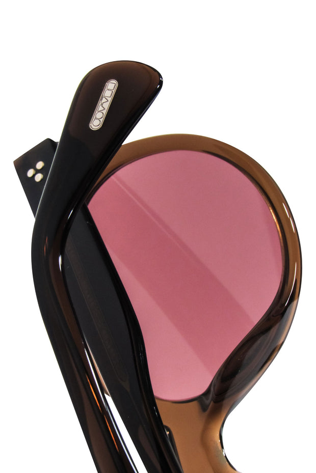 Current Boutique-Oliver Peoples - Brown Translucent Round Sunglasses