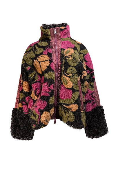 OOF Wear - Purple, Black, Tan, & Green Print Fleece Jacket Sz 4 - Current Boutique