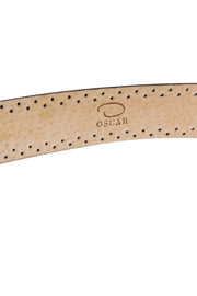 Current Boutique-Oscar de la Renta - Black Genuine Leather Dotted Print Belt Sz L