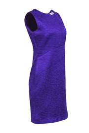Current Boutique-Oscar de la Renta - Purple Textured Sleeveless Sheath Dress Sz 12
