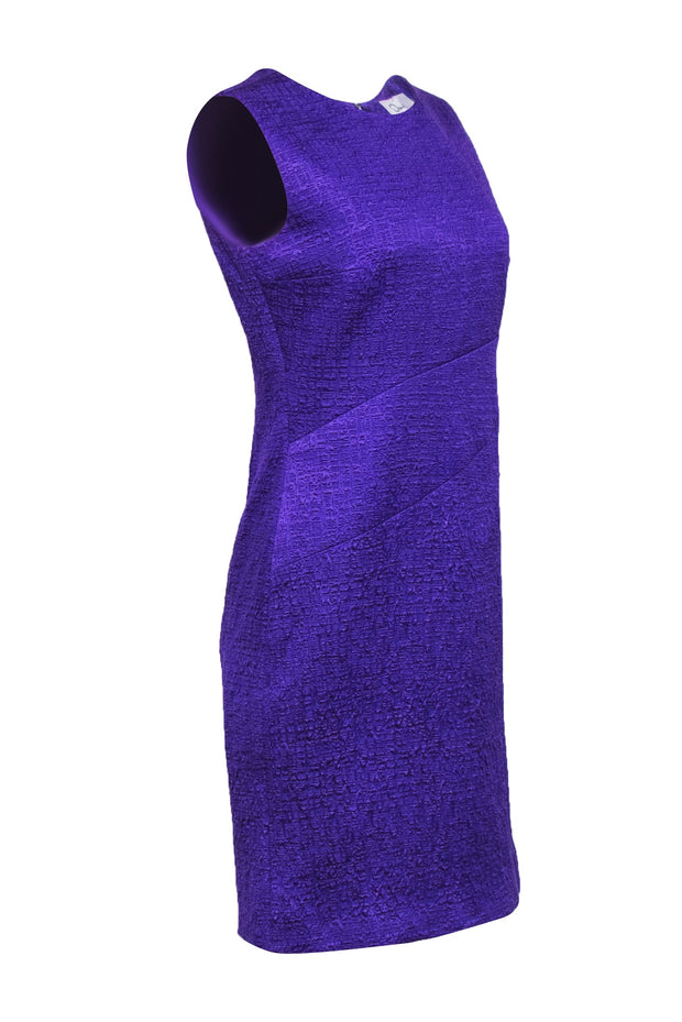 Current Boutique-Oscar de la Renta - Purple Textured Sleeveless Sheath Dress Sz 12