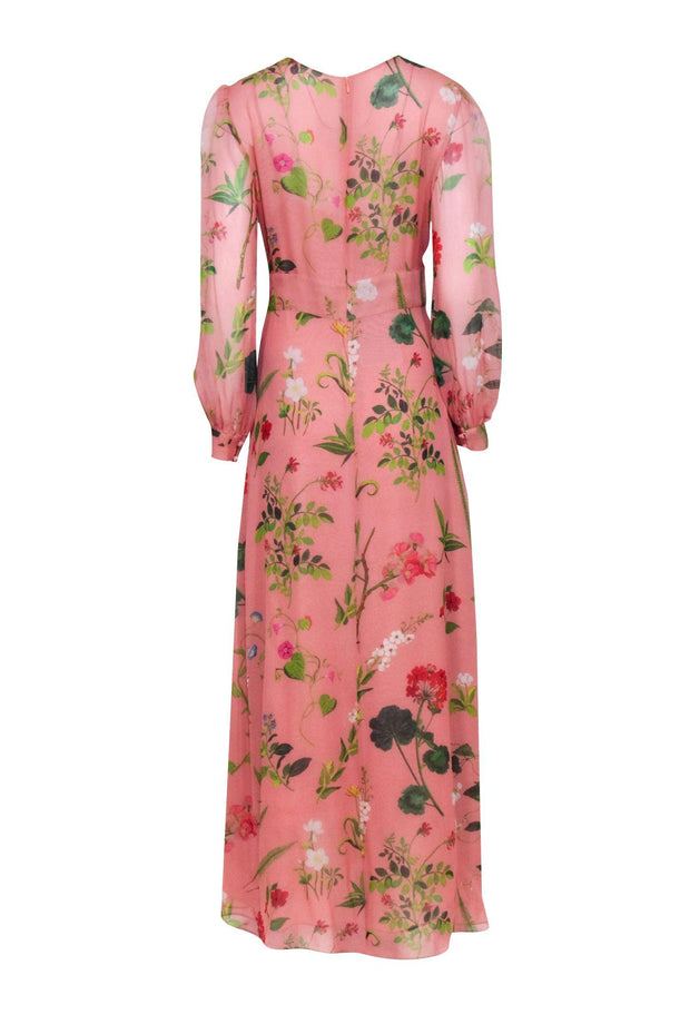 Current Boutique-Oscar de la Renta - Pink Floral Silk Formal Dress Sz 10