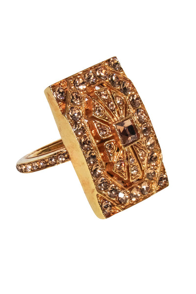 Current Boutique-Oscar de la Renta - Rose Gold Rectangular Gem Ring Sz 6