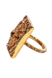 Current Boutique-Oscar de la Renta - Rose Gold Rectangular Gem Ring Sz 6