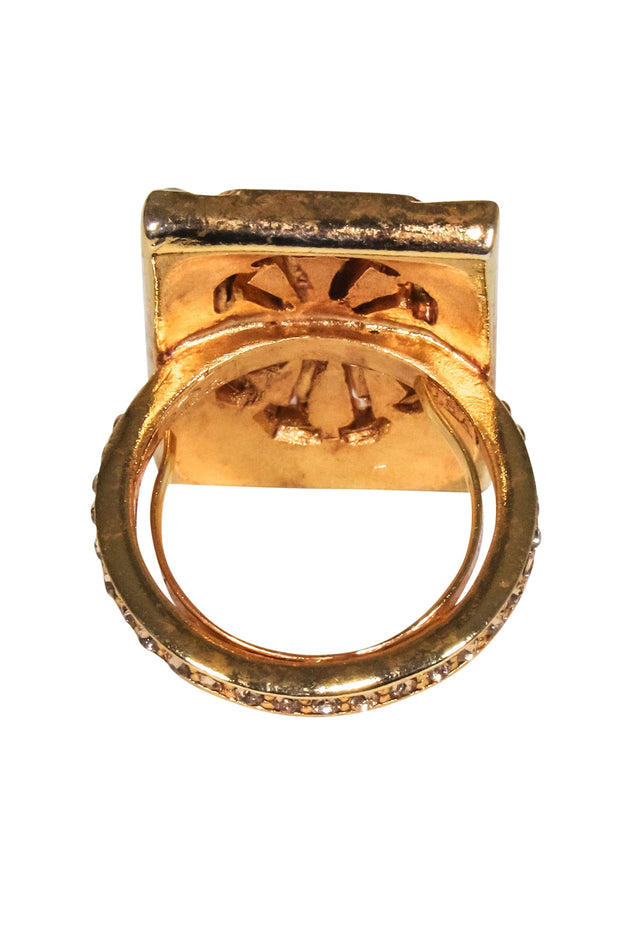 Current Boutique-Oscar de la Renta - Rose Gold Rectangular Gem Ring Sz 6
