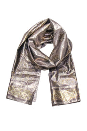 Current Boutique-Oscar de la Renta - Silver, Lavender, & Gold Paisley Print Scarf