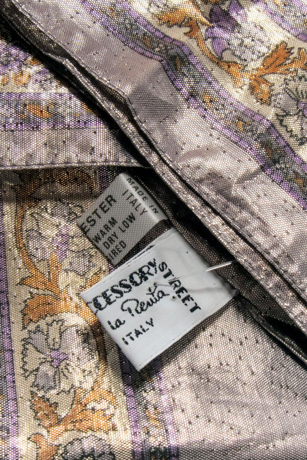 Current Boutique-Oscar de la Renta - Silver, Lavender, & Gold Paisley Print Scarf