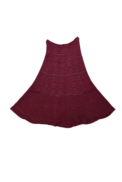 Oscar de la Renta - Dark Red Crochet Knit Skirt Sz S - Current Boutique