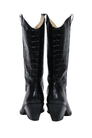 Current Boutique-& Other Stories - Black Croc Embossed Leather Cowboy Boots Sz 9.5