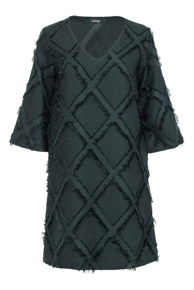 Current Boutique-Ottod' Ame - Green V-Neck Shift Dress w/ Raw Edge Detailing Sz 6