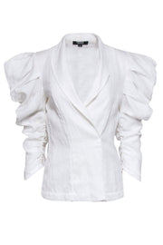 Current Boutique-Padova - White 100% Linen Open Front Blazer Sz S