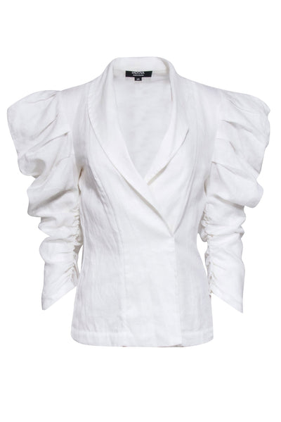 Current Boutique-Padova - White 100% Linen Open Front Blazer Sz S