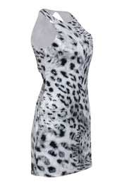 Current Boutique-Parker - Grey & White Leopard Print Sequin Sleeveless Dress Sz M