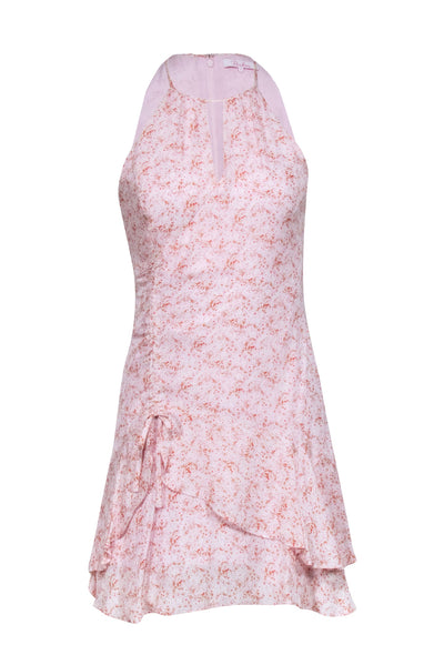 Current Boutique-Parker - Pink Floral Print Sleeveless Ruched Drawstring Dress Sz 0