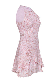 Current Boutique-Parker - Pink Floral Print Sleeveless Ruched Drawstring Dress Sz 0
