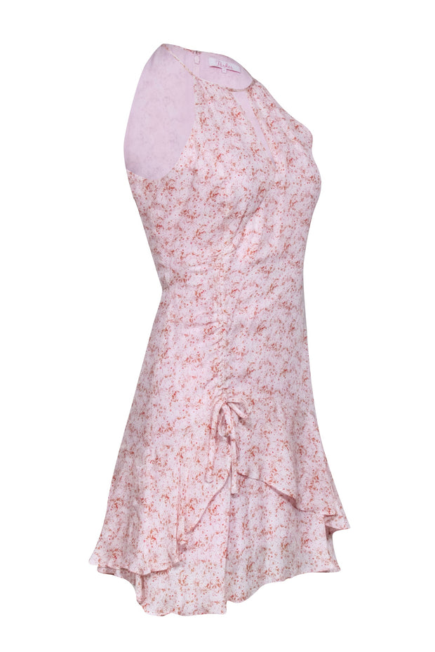 Current Boutique-Parker - Pink Floral Print Sleeveless Ruched Drawstring Dress Sz 0