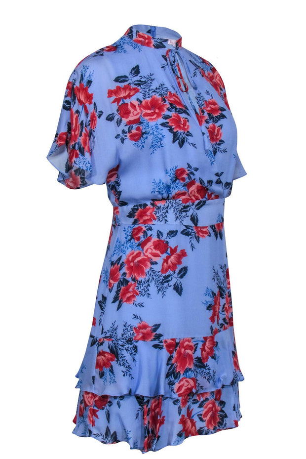 Current Boutique-Parker - Periwinkle w/ Blue & Red Floral Print Short Sleeve Dress Sz 6
