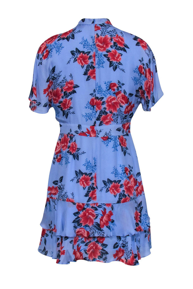 Current Boutique-Parker - Periwinkle w/ Blue & Red Floral Print Short Sleeve Dress Sz 6