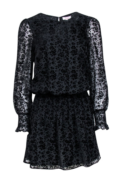 Current Boutique-Parker - Black Floral "Carmindy Burnout Velvet" Dress Sz XS