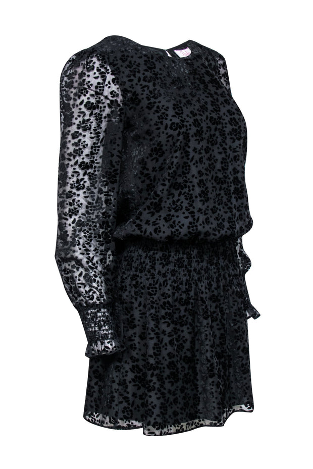 Current Boutique-Parker - Black Floral "Carmindy Burnout Velvet" Dress Sz XS
