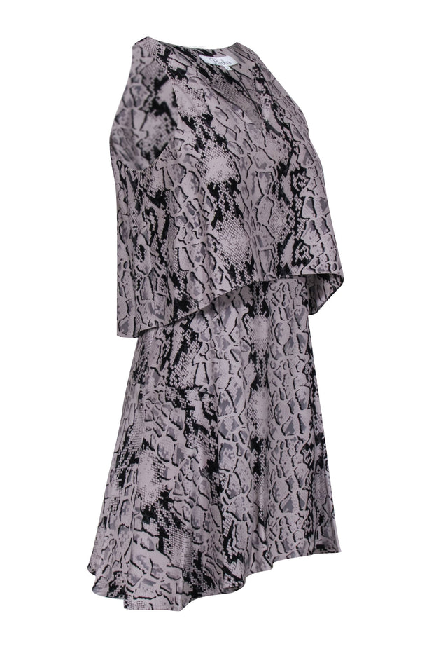Current Boutique-Parker - Grey & Black Snakeskin Print Sleeveless Silk Dress Sz S