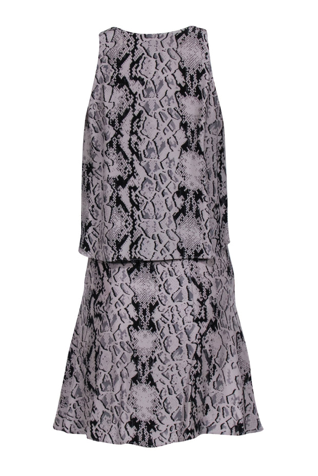 Current Boutique-Parker - Grey & Black Snakeskin Print Sleeveless Silk Dress Sz S