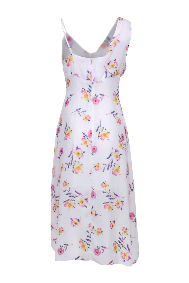 Current Boutique-Parker - White Floral Print Asymmetric Slip Dress Sz S