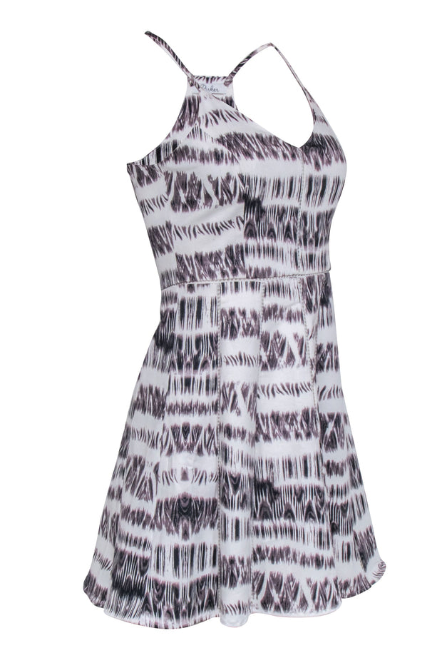 Current Boutique-Parker - White & Grey Print Sleeveless Dress Sz S