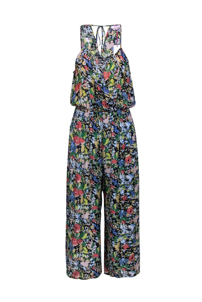 Current Boutique-Parker - Green, Black & Multi Color Floral Sleeveless Jumpsuit Sz 4