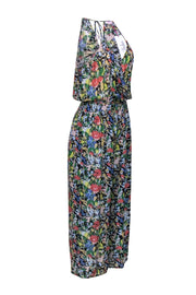 Current Boutique-Parker - Green, Black & Multi Color Floral Sleeveless Jumpsuit Sz 4